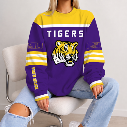 [FAN FAVORITE] NEW CUSTOMIZED NCAA MAM13 LST LSU TIGERS STRAPPY UNISEX SWEATSHIRT