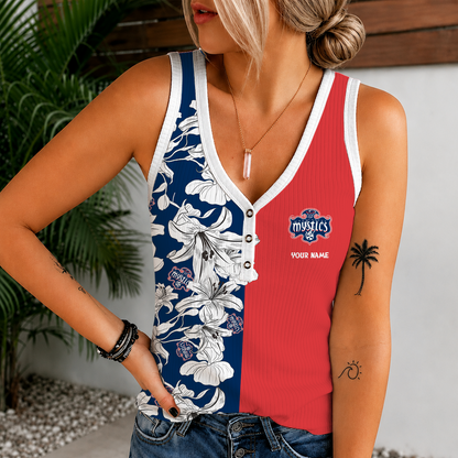 [FAN FAVORITE] NEW CUSTOMIZED WNBA13 WSM WASHINGTON MYSTICS WOMEN'S V-NECK TANK TOP