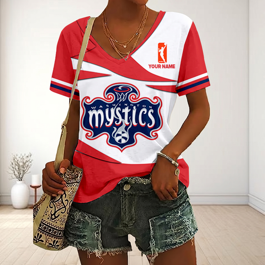 ENDING TODAY - NEW CUSTOMIZED WNBA13 WSM WASHINGTON MYSTICS V-NECK FEMALE SHIRT