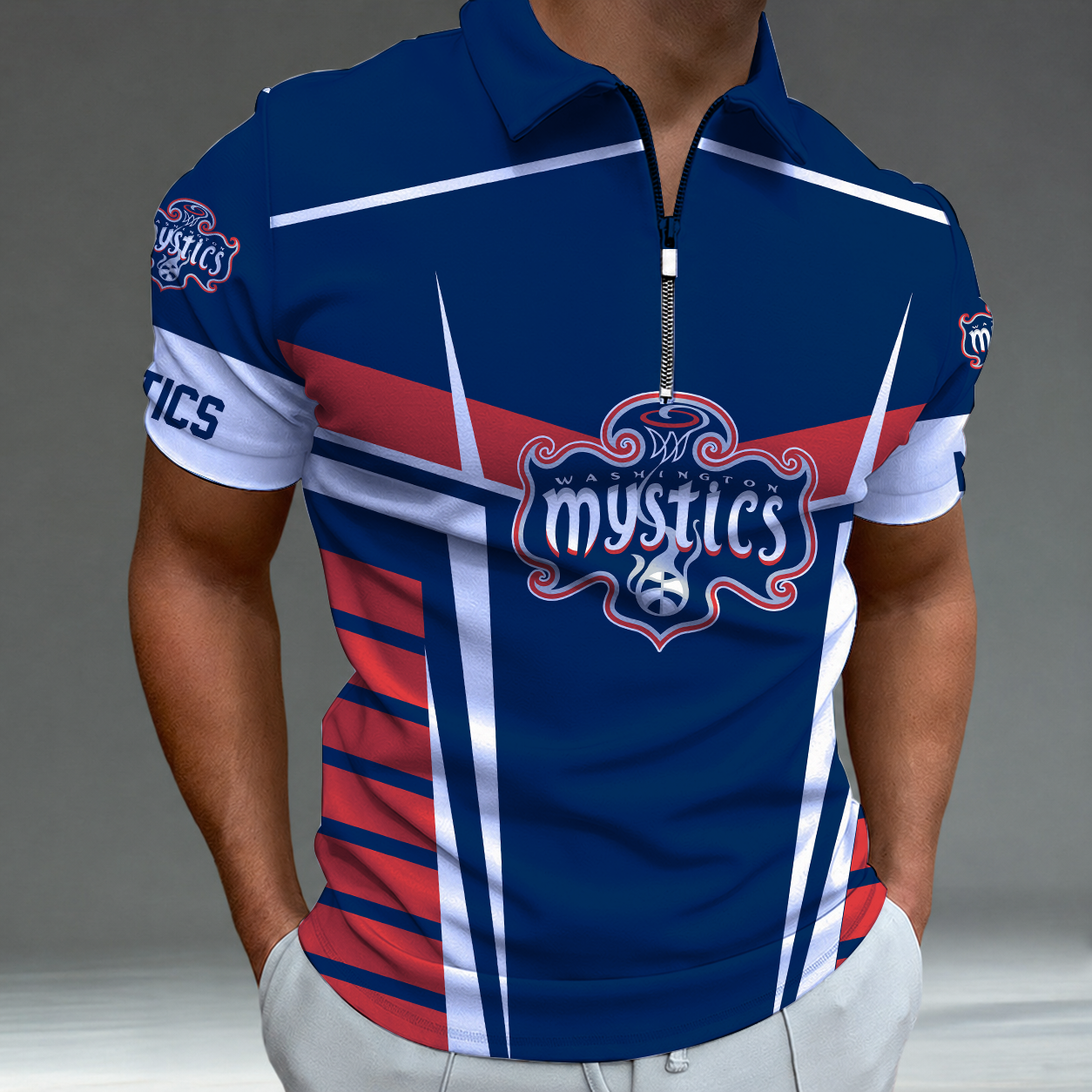 [FAN FAVORITE] NEW CUSTOMIZED WNBA13 WSM WASHINGTON MYSTICS POLO SHIRT