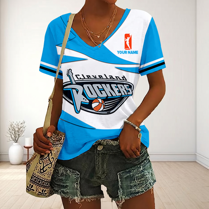 ENDING TODAY - NEW CUSTOMIZED WNBA14 CLR CLEVELAND ROCKERS V-NECK FEMALE SHIRT
