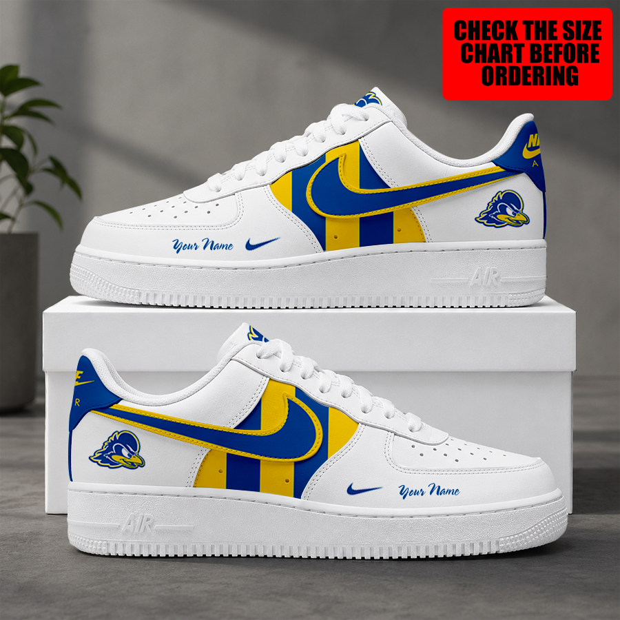 [FAN FAVORITE] NEW CUSTOMIZED NCAA CFH14 DFH DELAWARE FIGHTIN' BLUE HENS AF1 SHOES