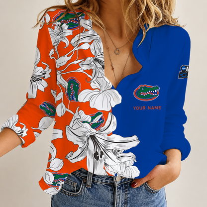 [FAN FAVORITE] NEW CUSTOMIZED NCAA MAM14 FLG FLORIDA GATORS STRAPPY WOMEN CASUAL SHIRT
