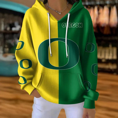 [FAN FAVORITE] NEW CUSTOMIZED NCAA FBS14 OGD OREGON DUCKS RIBBED HOODIE & SWEATSHIRT