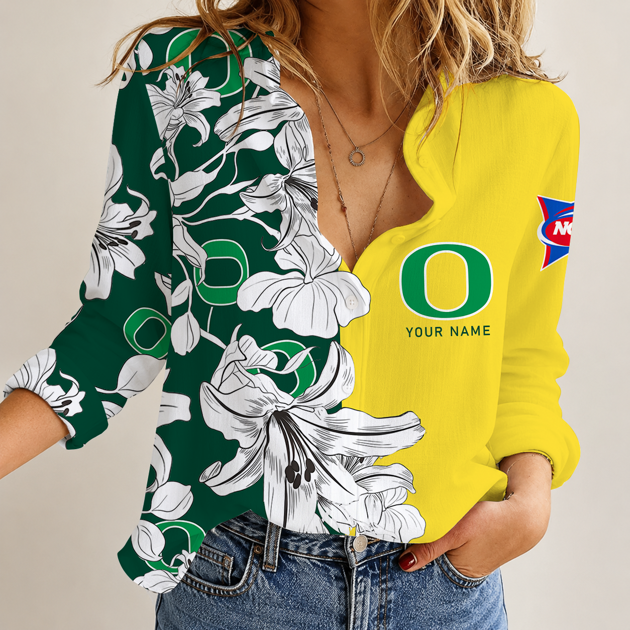[FAN FAVORITE] NEW CUSTOMIZED NCAA FBS14 OGD OREGON DUCKS WOMEN CASUAL SHIRT