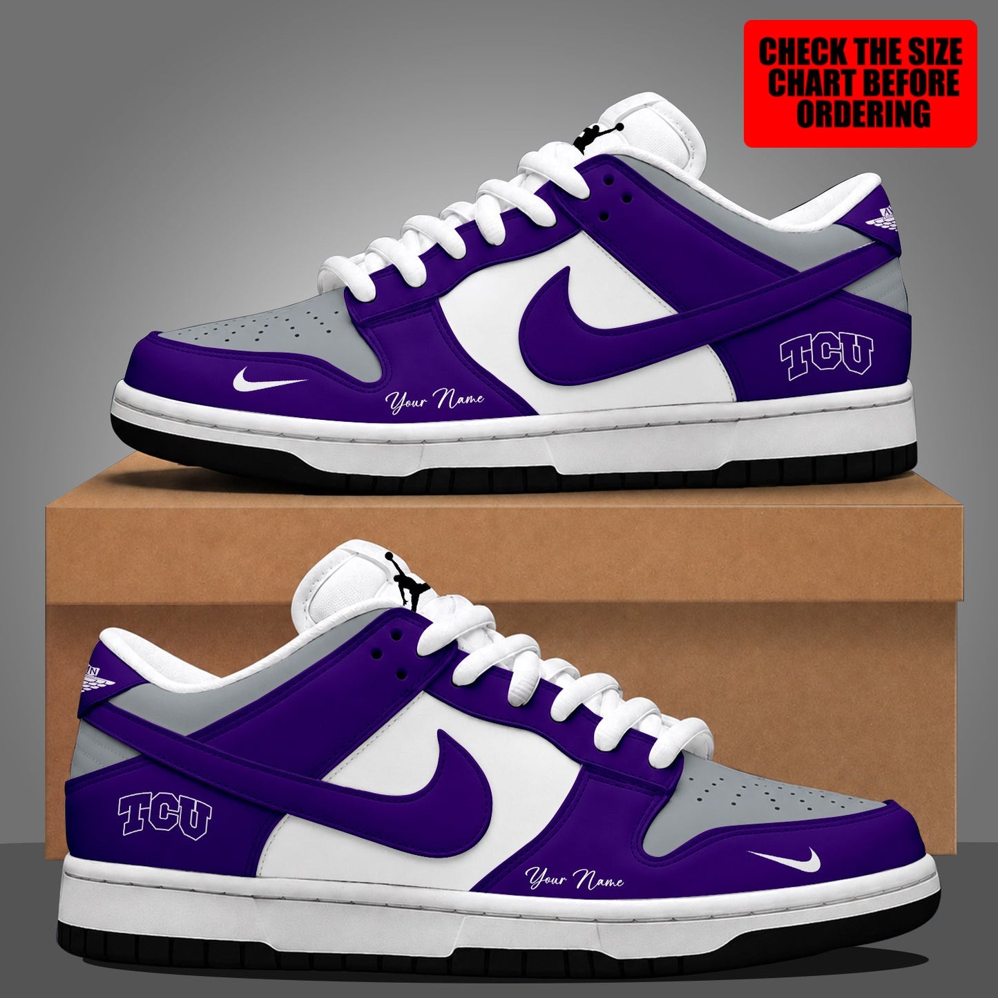 [FAN FAVORITE] NEW CUSTOMIZED NCAA CWS14 THF TCU HORNED FROGS DUNK LOW SHOES