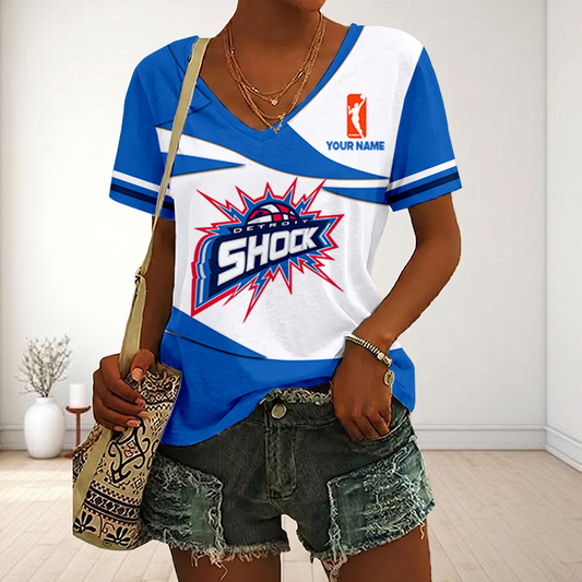 ENDING TODAY - NEW CUSTOMIZED WNBA15 DTS DETROIT SHOCK V-NECK FEMALE SHIRT