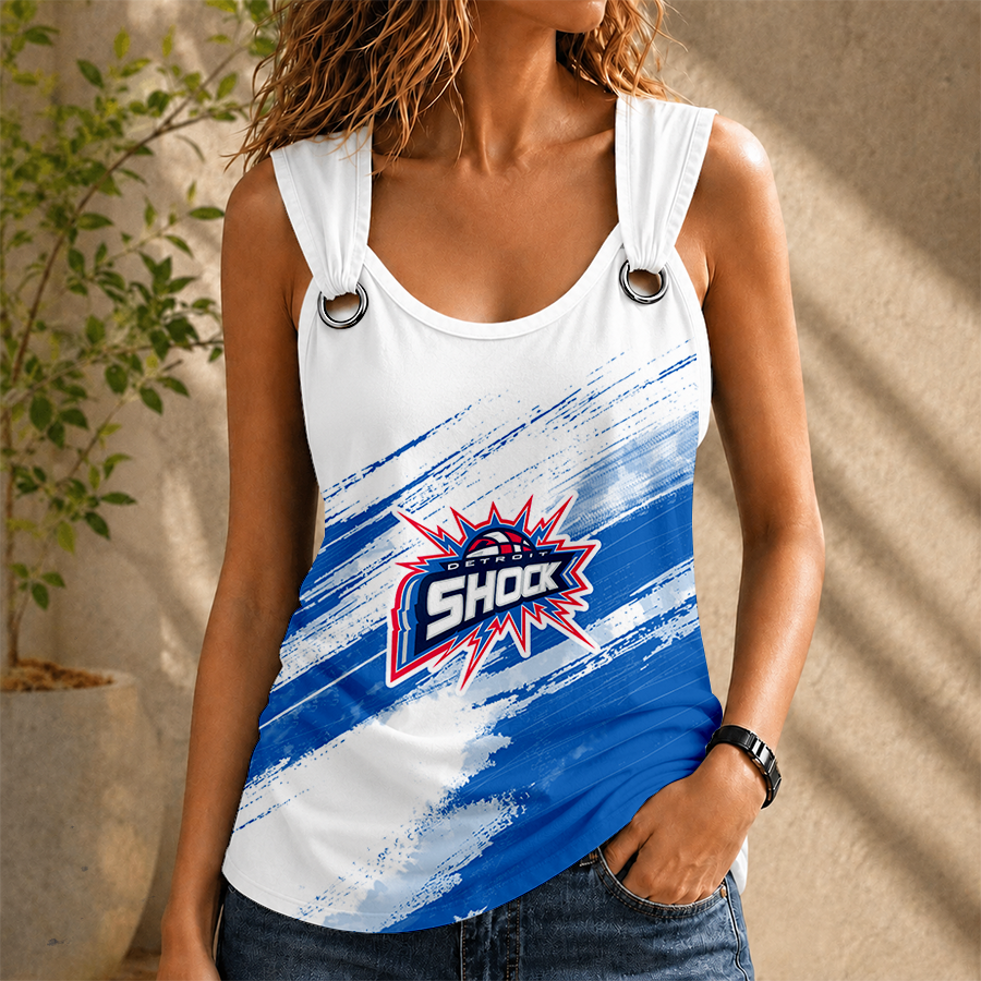 [FAN FAVORITE] NEW CUSTOMIZED WNBA15 DTS DETROIT SHOCK O-RING SHOULDER TANK TOP
