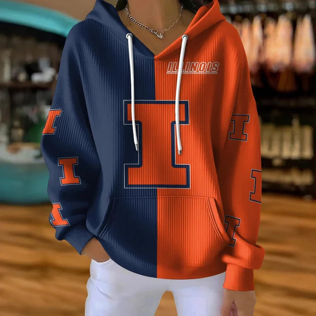[FAN FAVORITE] NEW CUSTOMIZED NCAA MAM15 IFI ILLINOIS FIGHTING ILLINI STRAPPY RIBBED HOODIE & SWEATSHIRT