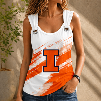 [FAN FAVORITE] NEW CUSTOMIZED NCAA MAM15 IFI ILLINOIS FIGHTING ILLINI O-RING SHOULDER TANK TOP