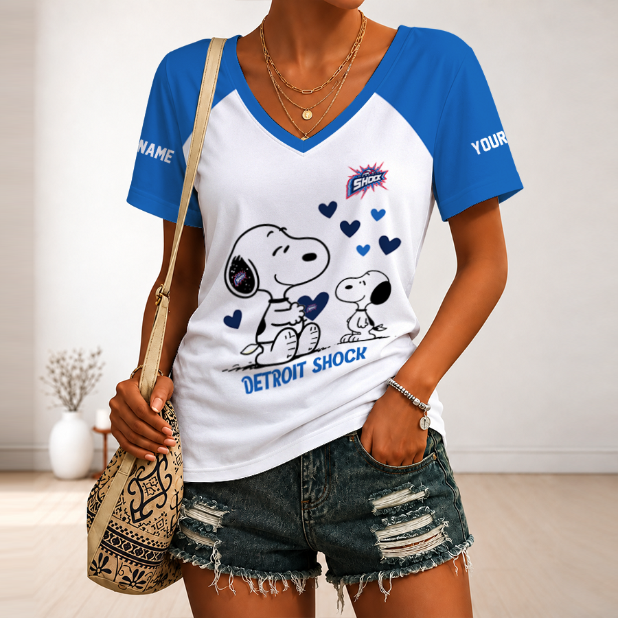 [FAN FAVORITE] NEW CUSTOMIZED WNBA15 DTS DETROIT SHOCK V-NECK FEMALE SHIRT