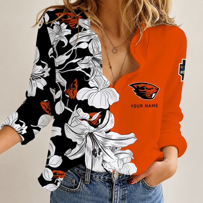[FAN FAVORITE] NEW CUSTOMIZED NCAA CWS15 OGB OREGON STATE BEAVERS WOMEN CASUAL SHIRT
