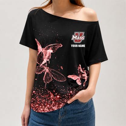 [FAN FAVORITE] NEW CUSTOMIZED NCAA CFH15 UMM UMASS MINUTEWOMEN OFF-SHOULDER SHIRT