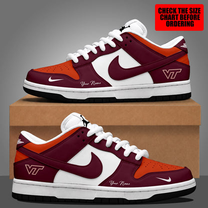 [FAN FAVORITE] NEW CUSTOMIZED NCAA FBS15 VTH VIRGINIA TECH HOKIES DUNK LOW SHOES
