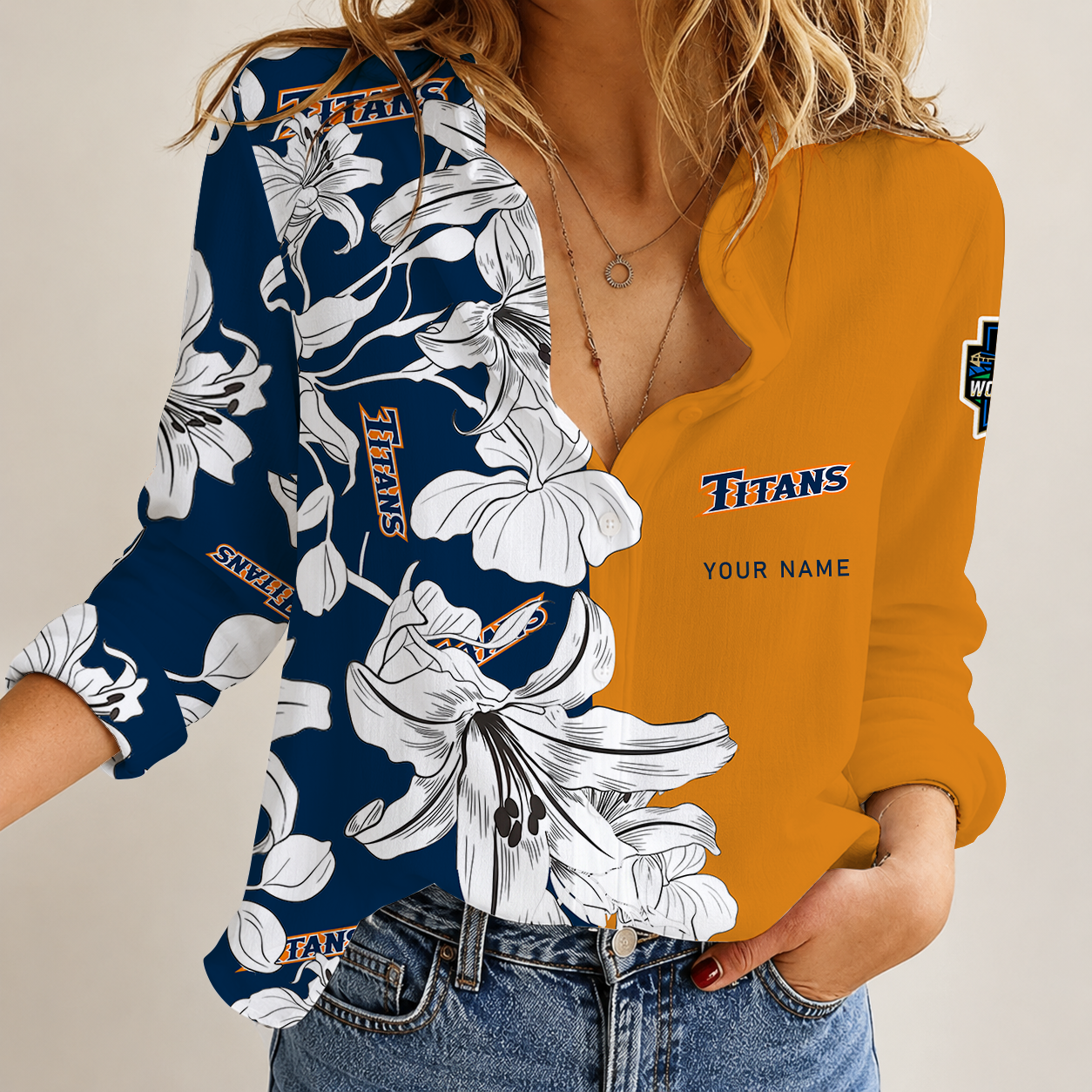 [FAN FAVORITE] NEW CUSTOMIZED NCAA CWS16 CFT CAL STATE FULLERTON TITANS WOMEN CASUAL SHIRT