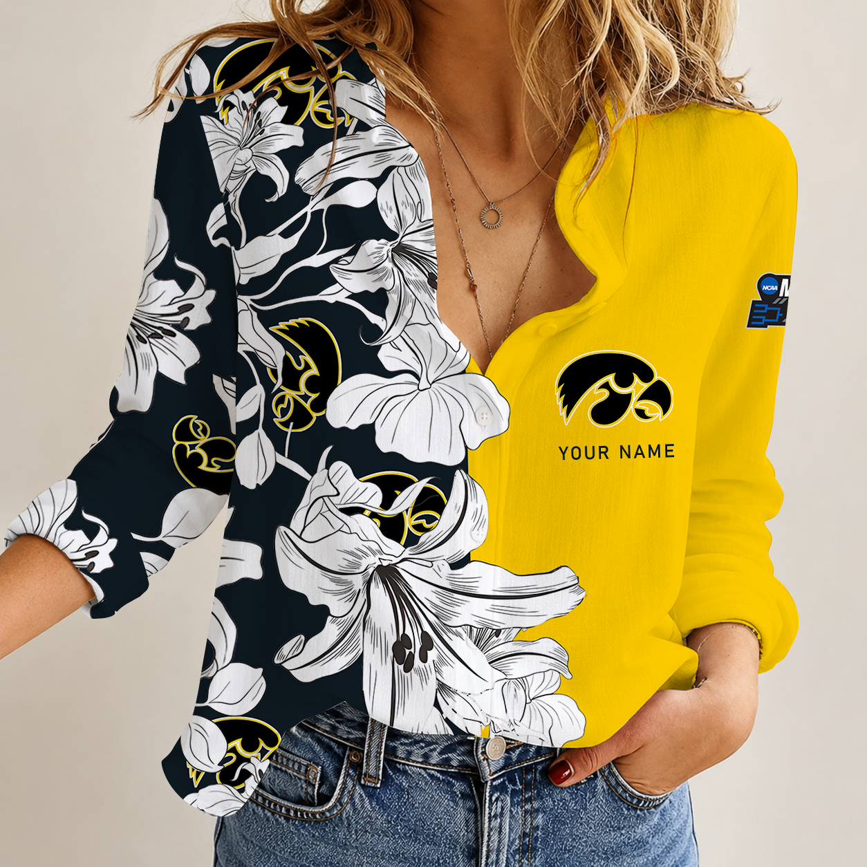 [FAN FAVORITE] NEW CUSTOMIZED NCAA MAM16 IWH IOWA HAWKEYES STRAPPY WOMEN CASUAL SHIRT