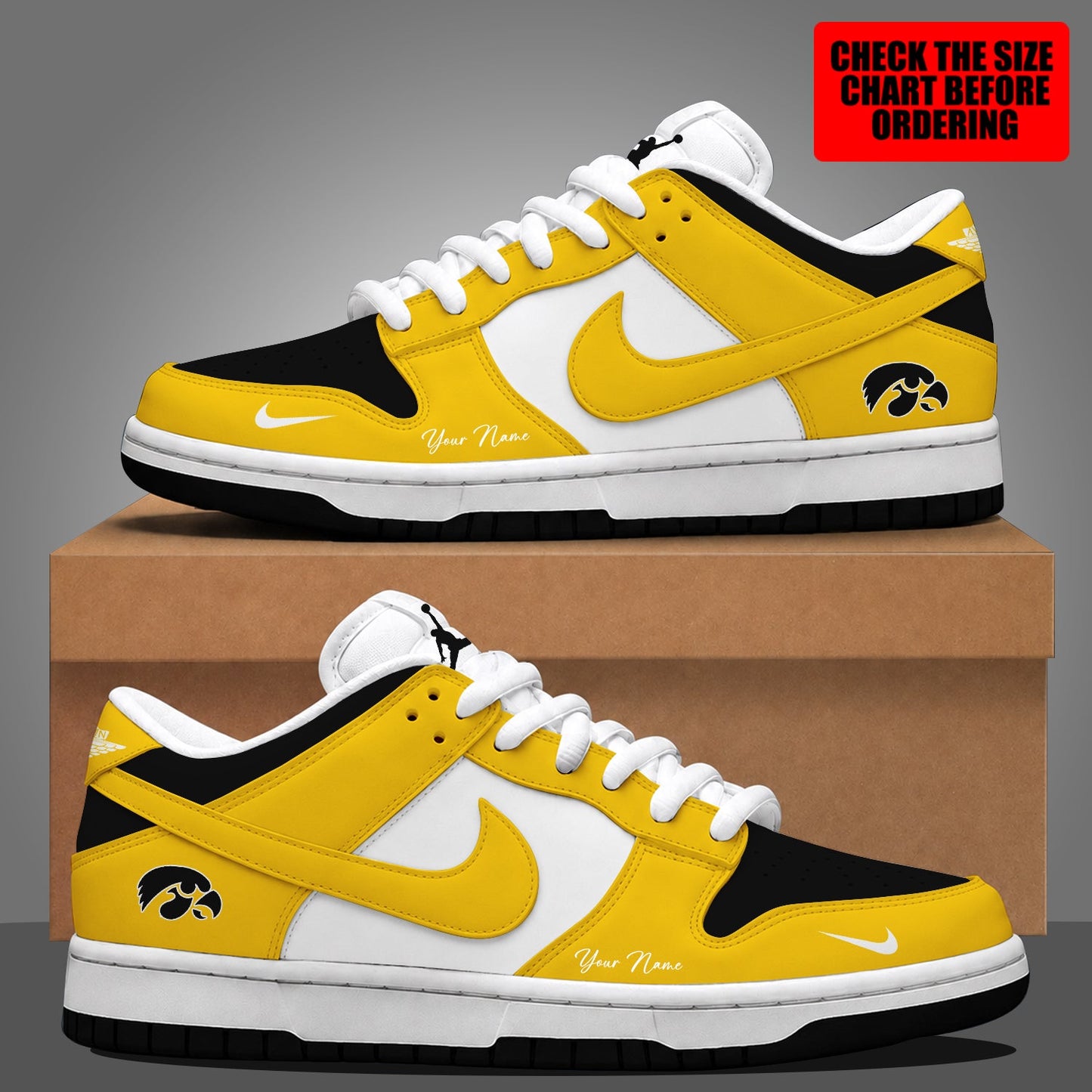 [FAN FAVORITE] NEW CUSTOMIZED NCAA MAM16 IWH IOWA HAWKEYES STRAPPY DUNK LOW SHOES