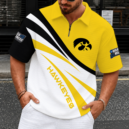 [FAN FAVORITE] NEW CUSTOMIZED NCAA MAM16 IWH IOWA HAWKEYES QUARTER-ZIP POLO SHIRT