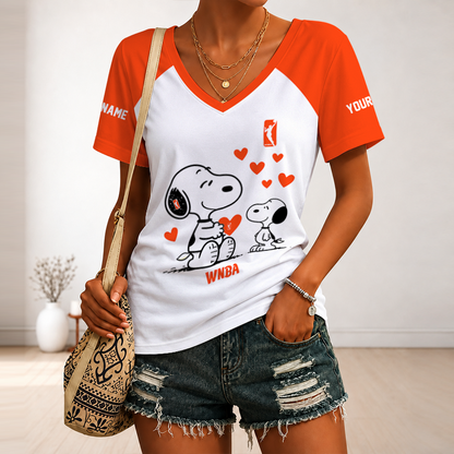 [FAN FAVORITE] NEW CUSTOMIZED WNBA16 WOMEN'S NATIONAL BASKETBALL ASSOCIATION V-NECK FEMALE SHIRT