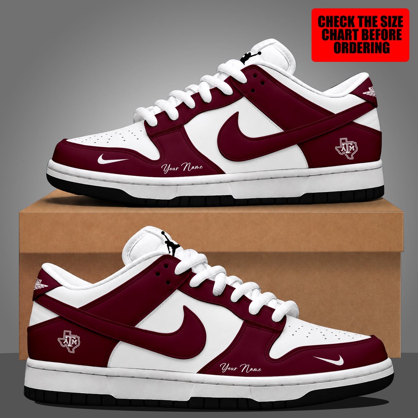 [FAN FAVORITE] NEW CUSTOMIZED NCAA FBS16 TAA TEXAS A&M AGGIES DUNK LOW SHOES
