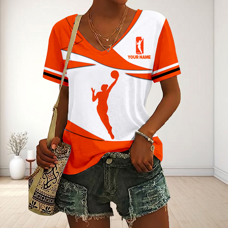 ENDING TODAY - NEW CUSTOMIZED WNBA16 WOMEN'S NATIONAL BASKETBALL ASSOCIATION V-NECK FEMALE SHIRT