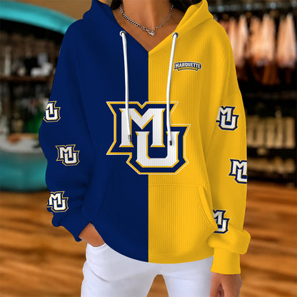 [FAN FAVORITE] NEW CUSTOMIZED NCAA MAM17 MGE MARQUETTE GOLDEN EAGLES STRAPPY RIBBED HOODIE & SWEATSHIRT