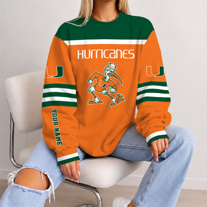 [FAN FAVORITE] NEW CUSTOMIZED NCAA FBS17 MIH MIAMI HURRICANES UNISEX SWEATSHIRT