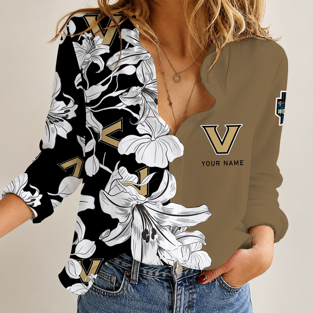 [FAN FAVORITE] NEW CUSTOMIZED NCAA CWS17 VDC VANDERBILT COMMODORES WOMEN CASUAL SHIRT