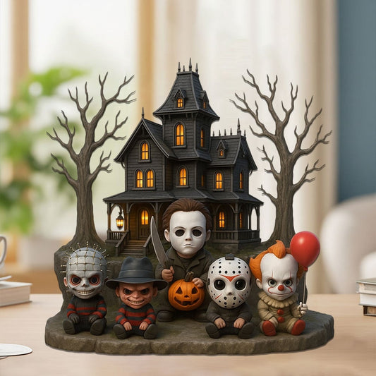 HORROR MOVIE CHARACTERS ACRYLIC BLOCK PLAQUE - HALLOWEEN GIFT AND SPOOKY DECOR FOR FANS