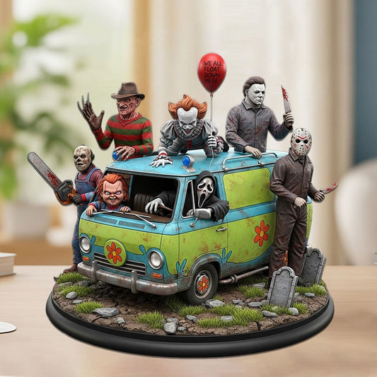 HORROR MOVIE CHARACTERS DRIVING CAR ACRYLIC BLOCK - HALLOWEEN GIFT FOR FANS
