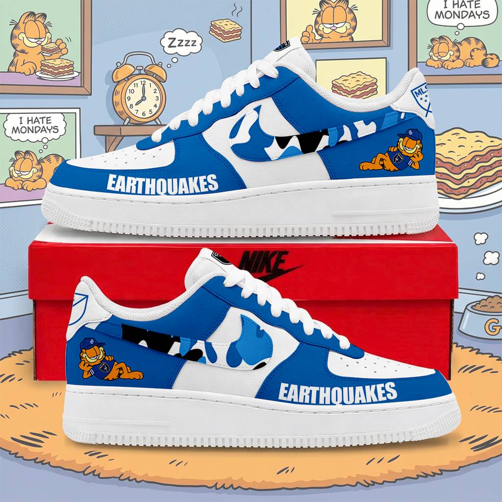 FINAL SALE - NEW CUSTOMIZED MLS17 SJE SJ EARTHQUAKES x GARFIELD AF1 SNEAKERS