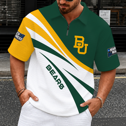 [FAN FAVORITE] NEW CUSTOMIZED NCAA MAM18 BAB BAYLOR BEARS QUARTER-ZIP POLO SHIRT
