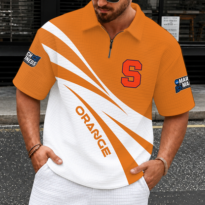 [FAN FAVORITE] NEW CUSTOMIZED NCAA MAM19 SYO SYRACUSE ORANGE QUARTER-ZIP POLO SHIRT