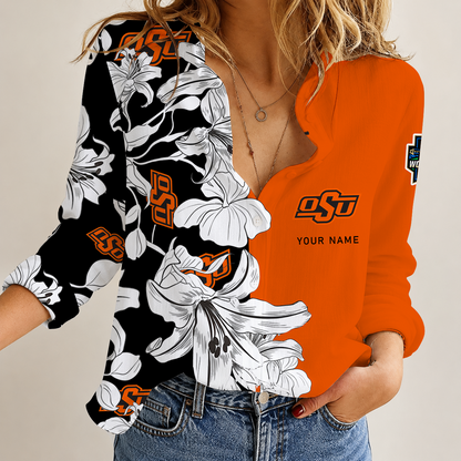 [FAN FAVORITE] NEW CUSTOMIZED NCAA CWS19 OSC OKLAHOMA STATE COWBOYS WOMEN CASUAL SHIRT