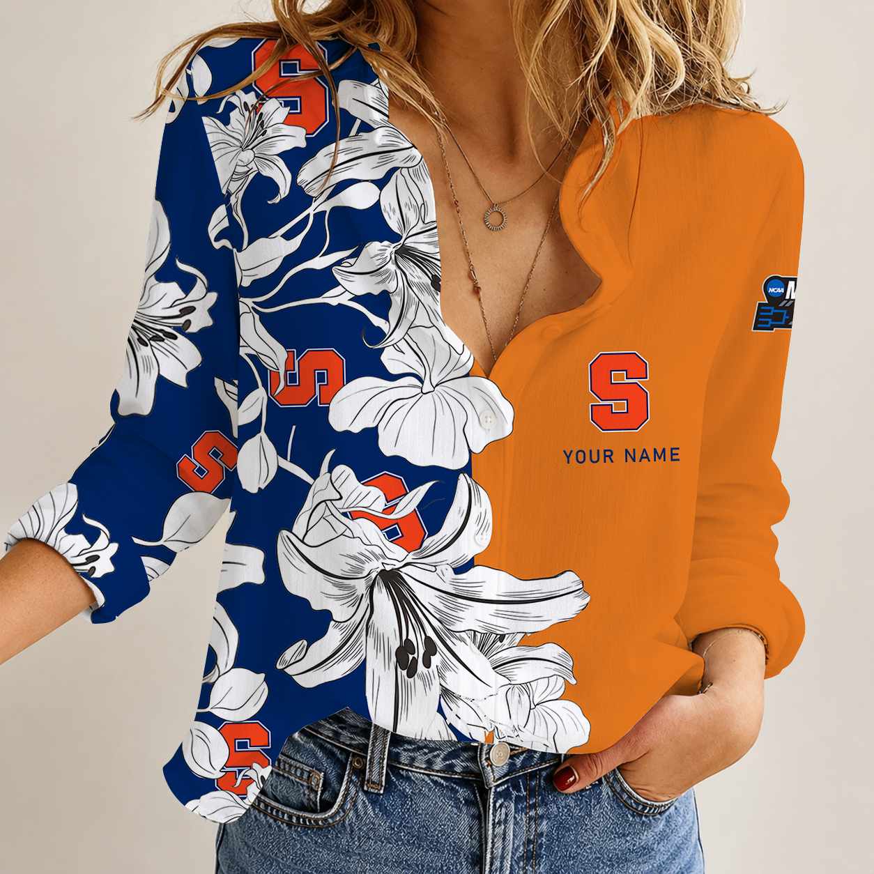 [FAN FAVORITE] NEW CUSTOMIZED NCAA MAM19 SYO SYRACUSE ORANGE STRAPPY WOMEN CASUAL SHIRT