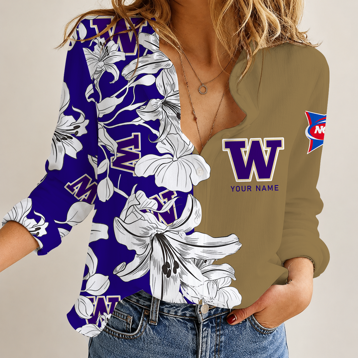 [FAN FAVORITE] NEW CUSTOMIZED NCAA FBS19 WSH WASHINGTON HUSKIES WOMEN CASUAL SHIRT