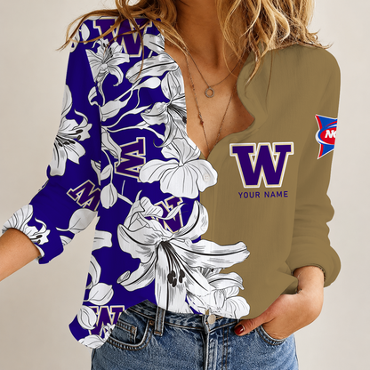 [FAN FAVORITE] NEW CUSTOMIZED NCAA FBS19 WSH WASHINGTON HUSKIES WOMEN CASUAL SHIRT