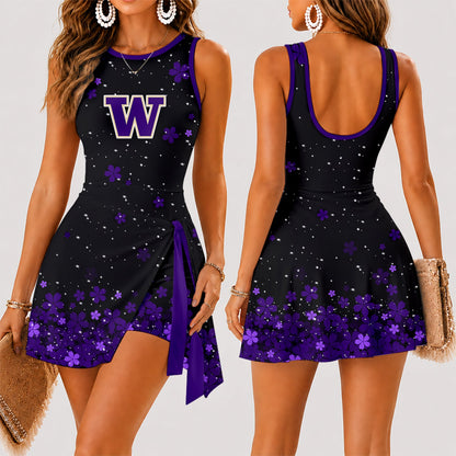 [FAN FAVORITE] NEW CUSTOMIZED NCAA FBS19 WSH WASHINGTON HUSKIES WOMEN'S SUMMER SKORT DRESS