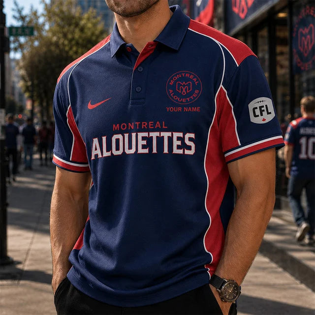 [FAN EXCLUSIVE] NEW CUSTOMIZED CFL01 MTL MONTREAL ALOUETTES STRAPPY POLO SHIRT