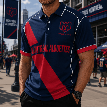 [FAN EXCLUSIVE] NEW CUSTOMIZED CFL01 MTL MONTREAL ALOUETTES STRAPPY POLO SHIRT