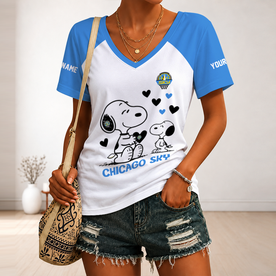 [FAN FAVORITE] NEW CUSTOMIZED WNBA02 CCS CHICAGO SKY V-NECK FEMALE SHIRT