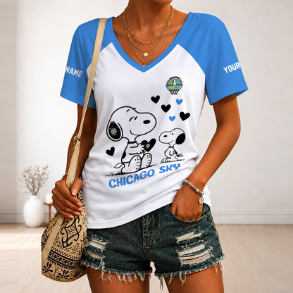 [FAN FAVORITE] NEW CUSTOMIZED WNBA02 CCS CHICAGO SKY V-NECK FEMALE SHIRT
