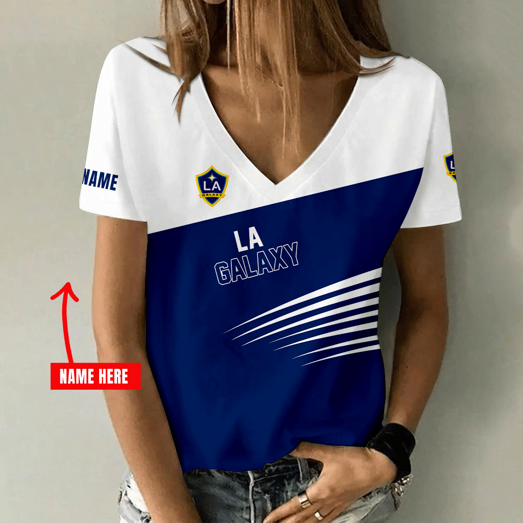 [FAN EXCLUSIVE] NEW CUSTOMIZED MLS20 LAG LA GALAXY V-NECK FEMALE SHIRT