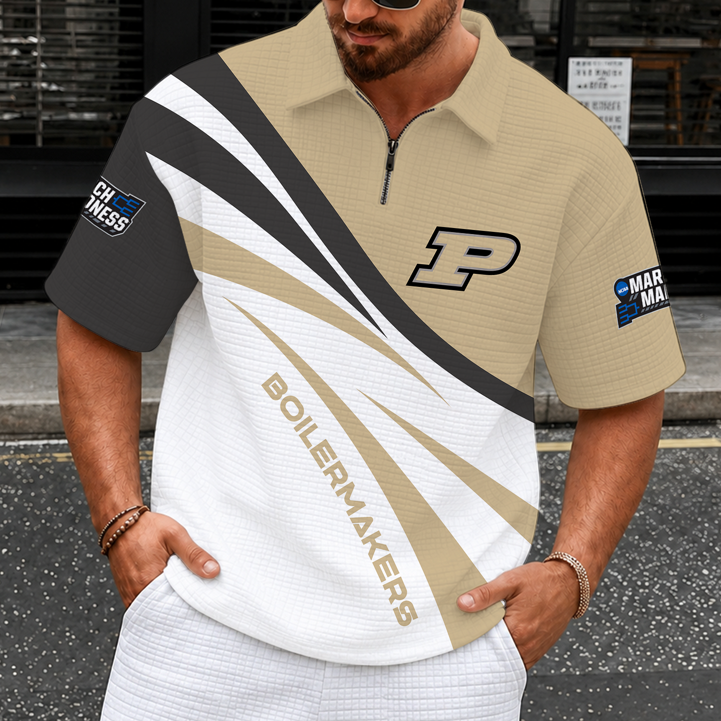 [FAN FAVORITE] NEW CUSTOMIZED NCAA MAM20 PUB PURDUE BOILERMAKERS QUARTER-ZIP POLO SHIRT