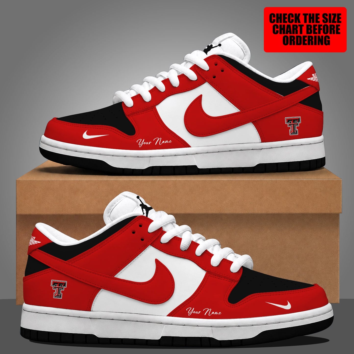 [FAN FAVORITE] NEW CUSTOMIZED NCAA CWS20 TRR TEXAS TECH RED RAIDERS DUNK LOW SHOES