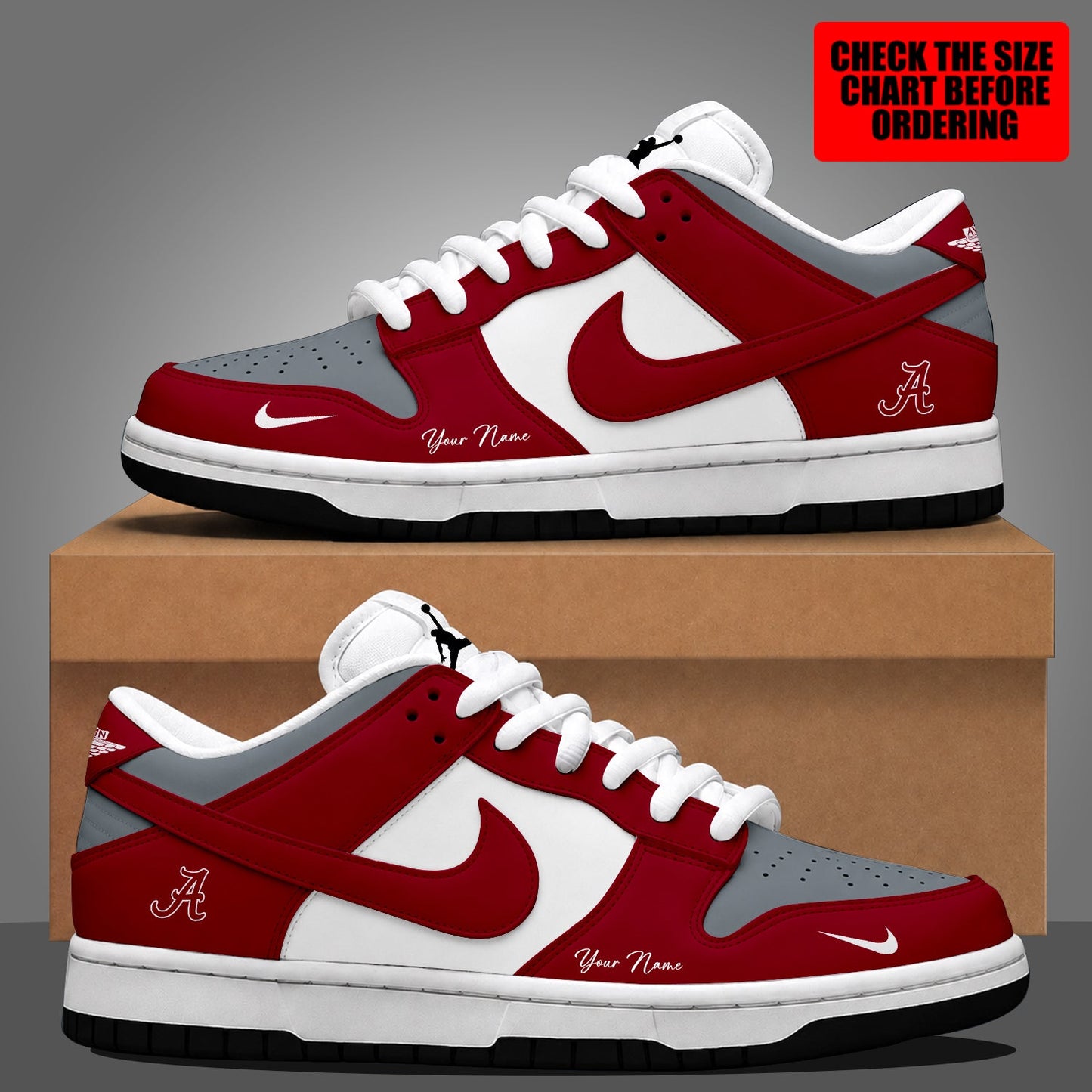 [FAN FAVORITE] NEW CUSTOMIZED NCAA CWS21 ABC ALABAMA CRIMSON TIDE DUNK LOW SHOES