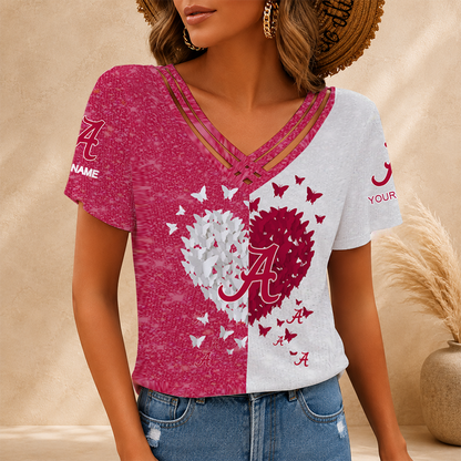 [FAN FAVORITE] NEW CUSTOMIZED NCAA CWS21 ABC ALABAMA CRIMSON TIDE V-NECK SHIRT