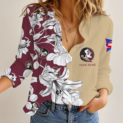 [FAN FAVORITE] NEW CUSTOMIZED NCAA FBS21 FLS FLORIDA STATE SEMINOLES WOMEN CASUAL SHIRT