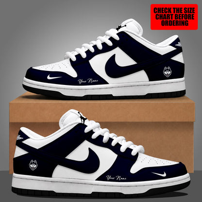[FAN FAVORITE] NEW CUSTOMIZED NCAA MAM21 UCH UCONN HUSKIES STRAPPY DUNK LOW SHOES