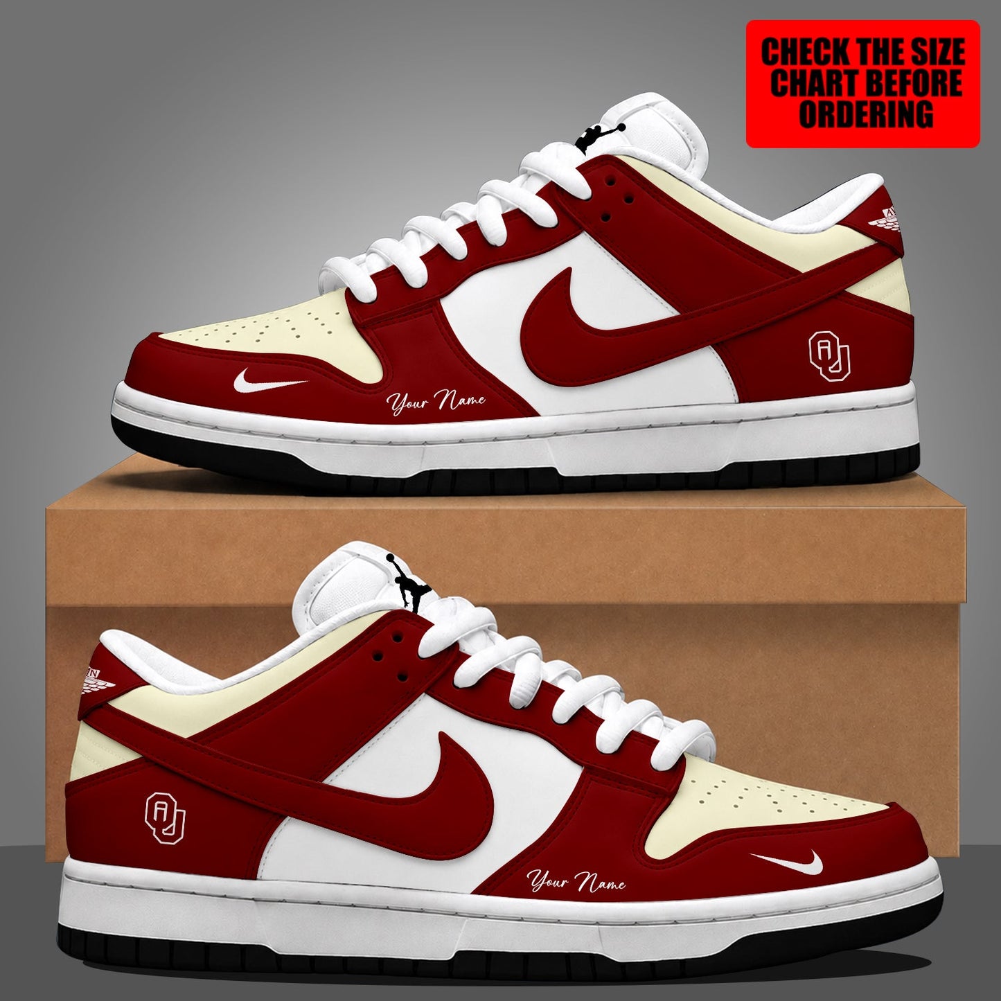 [FAN FAVORITE] NEW CUSTOMIZED NCAA CWS22 OUS OKLAHOMA SOONERS DUNK LOW SHOES